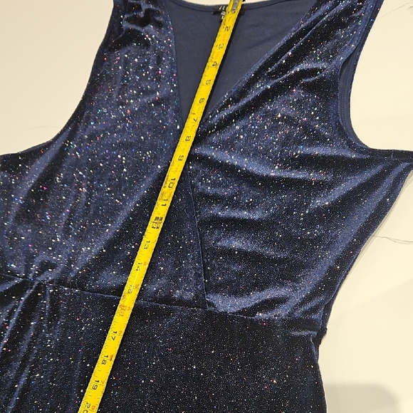 IRIS Formal Mini Dress Navy Blue Sparkly Sleveless Babydoll Sexy Evening P - Picture 14 of 16
